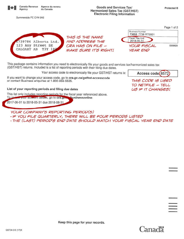 gst number canada sample